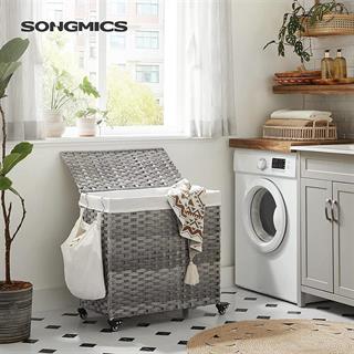 Miljøbillede af Songmics vasketøjsvogn i grå.