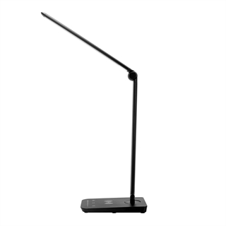 Elegant Unicharge LED bordlampe fra FTI m/trådløs oplader til mobiltelefon.