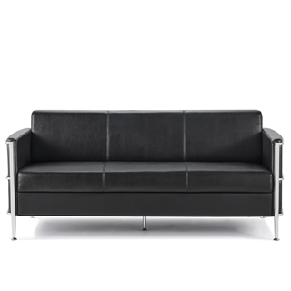 Læder sofa i sort set forfra.