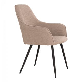 Spisebordsstol i bouclé, beige med sorte ben, HN1233 fra House Nordic