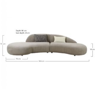 Sofa med 2 puder, chenille, natur, HN1256 fra House Nordic