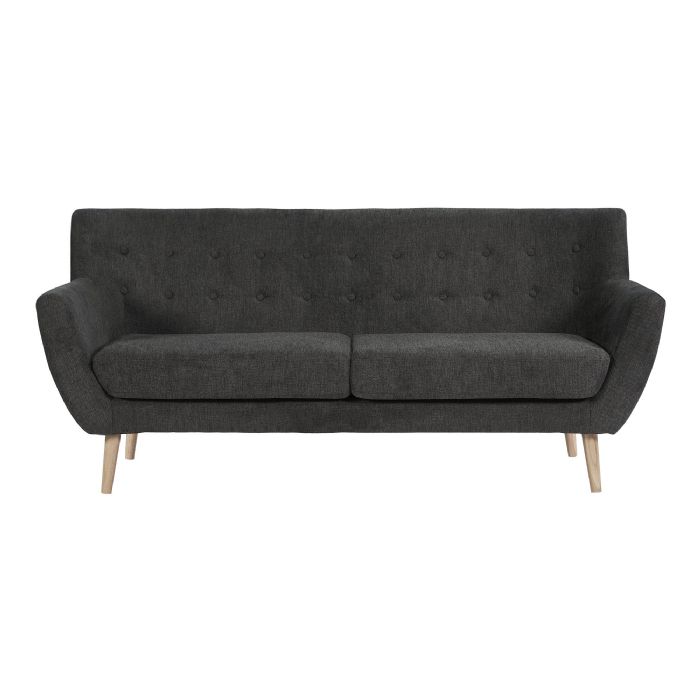 3 Personers Sofa, mørkegrå med natur træben, HN1045 fra House Nordic