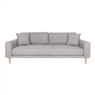 3 Personers Sofa,  lysegrå med to puder og natur træben, HN1040 fra House Nordic