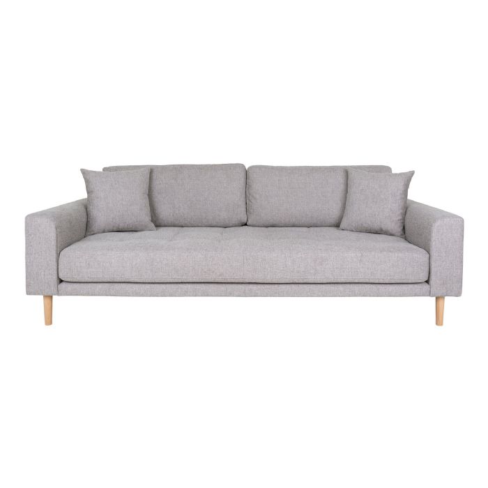 3 Personers Sofa,  lysegrå med to puder og natur træben, HN1040 fra House Nordic