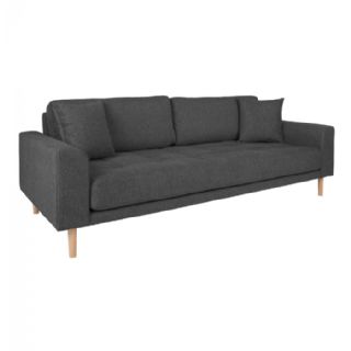 3 Personers Sofa, mørkegrå med to puder og natur træben, HN1045 fra House Nordic