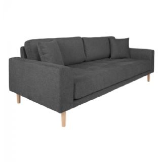 3 Personers Sofa, mørkegrå med to puder og natur træben, HN1045 fra House Nordic