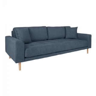 3 Personers Sofa, mørkeblå med to puder og natur træben, HN1035 fra House Nordic