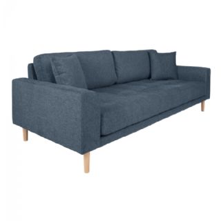 3 Personers Sofa, mørkeblå med to puder og natur træben, HN1035 fra House Nordic