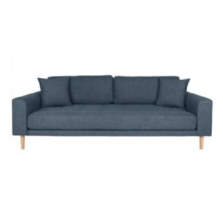 3 Personers Sofa, mørkeblå med to puder og natur træben, HN1035 fra House Nordic