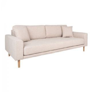 3 Personers Sofa, sand med to puder og natur træben, HN1050 fra House Nordic