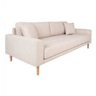 3 Personers Sofa, sand med to puder og natur træben, HN1050 fra House Nordic