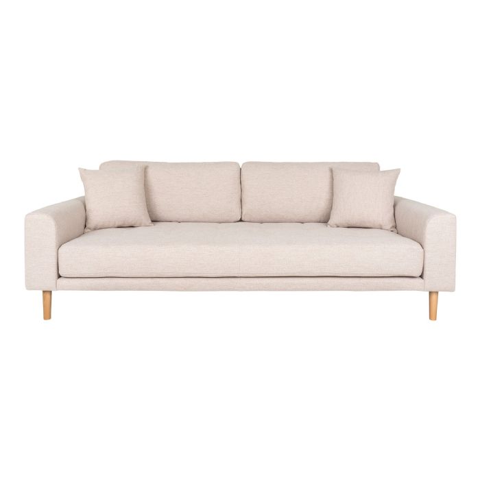 3 Personers Sofa, sand med to puder og natur træben, HN1050 fra House Nordic