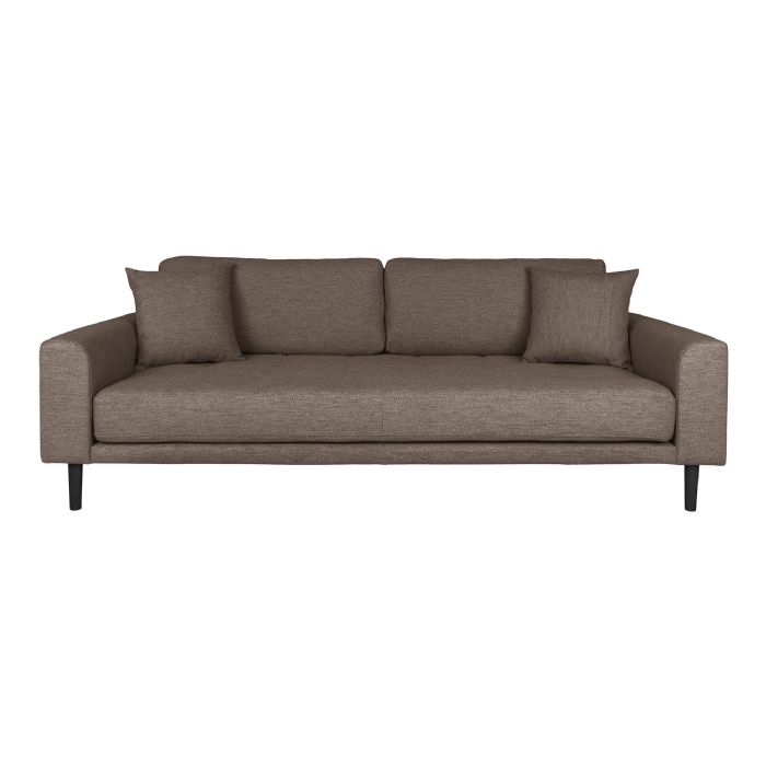 3 Personers Sofa, brun med to puder og sorte træben, HN1055 fra House Nordic