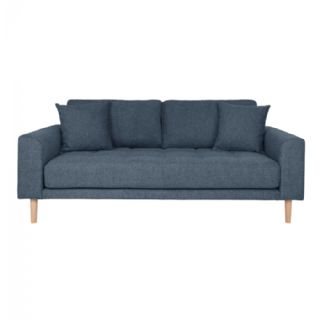 2,5 Personers Sofa, mørkeblå med to puder og natur træben, HN1035 fra House Nordic