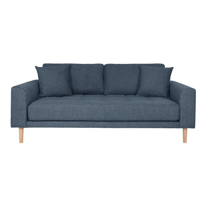 2,5 Personers Sofa, mørkeblå med to puder og natur træben, HN1035 fra House Nordic