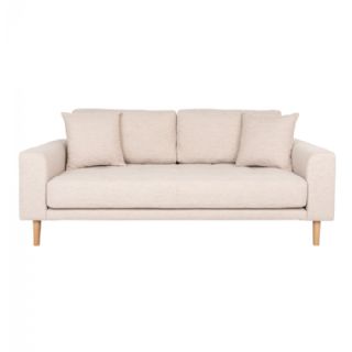 2,5 Personers Sofa, sand med to puder og natur træben, HN1050 fra House Nordic