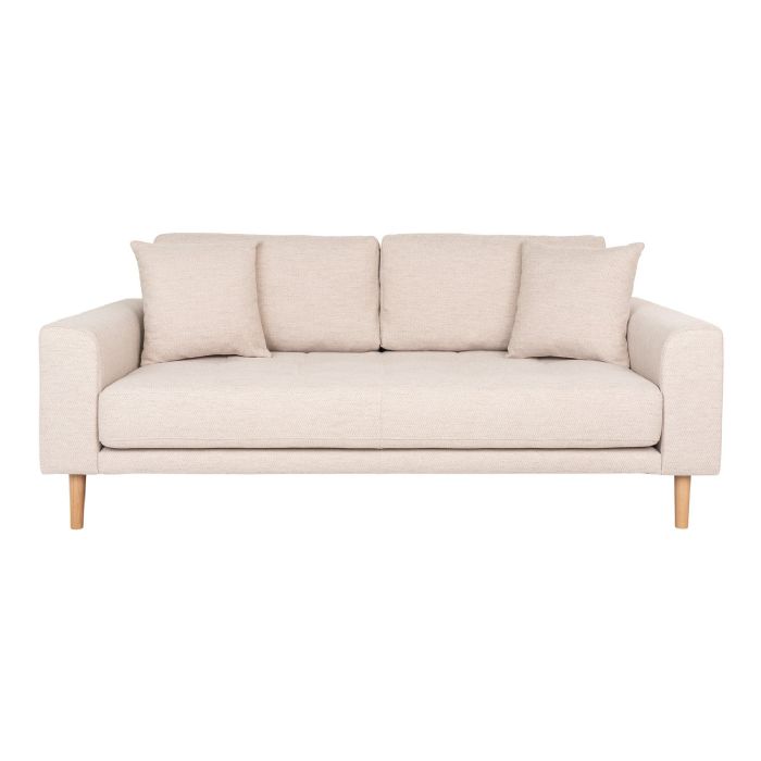 2,5 Personers Sofa, sand med to puder og natur træben, HN1050 fra House Nordic