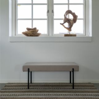 Bænk, sand med sorte ben, 100x36x42,5 cm, HN1230 fra House Nordic