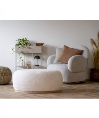 Puf, bouclé, hvid, 54,5x88,5x36 cm, HN1235 fra House Nordic