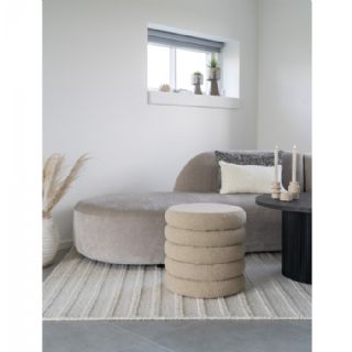 Puf med opbevaring, bouclé, beige, Ø44x44 cm fra House Nordic