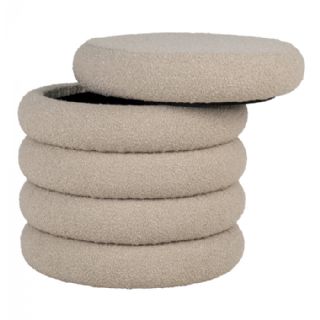 Puf med opbevaring, bouclé, beige, Ø44x44 cm fra House Nordic