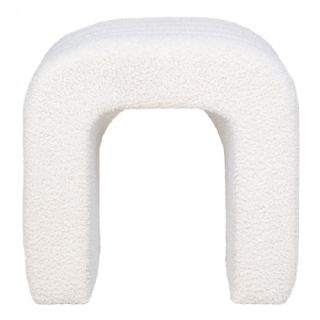 Puf, bouclé, hvid, 41x36,5 cm, HN1234 fra House Nordic