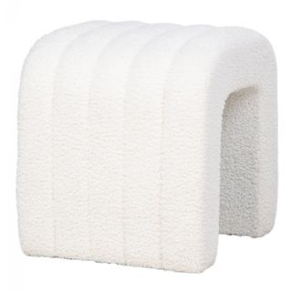 Puf, bouclé, hvid, 41x36,5 cm, HN1234 fra House Nordic