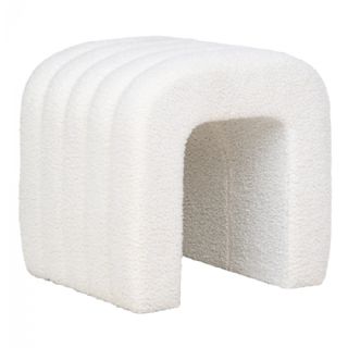 Puf, bouclé, hvid, 41x36,5 cm, HN1234 fra House Nordic