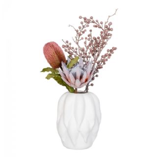 Vase, keramik, beige, 19,5x19,5x26 cm fra House Nordic