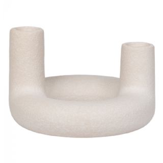 Lysestage, keramik, beige, ø13x8,5 cm fra House Nordic