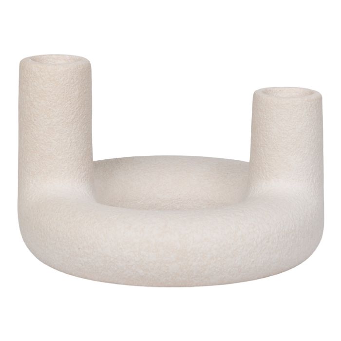 Lysestage, keramik, beige, ø13x8,5 cm fra House Nordic