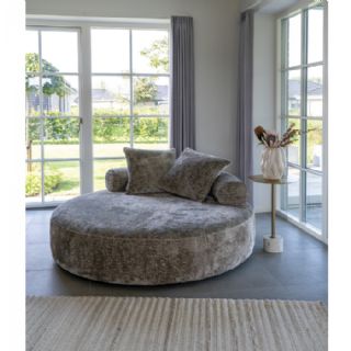 Daybed med 2 puder i chenille, rund, natur, HN1251 fra House Nordic