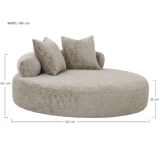 Daybed med 2 puder i chenille, rund, natur, HN1251 fra House Nordic