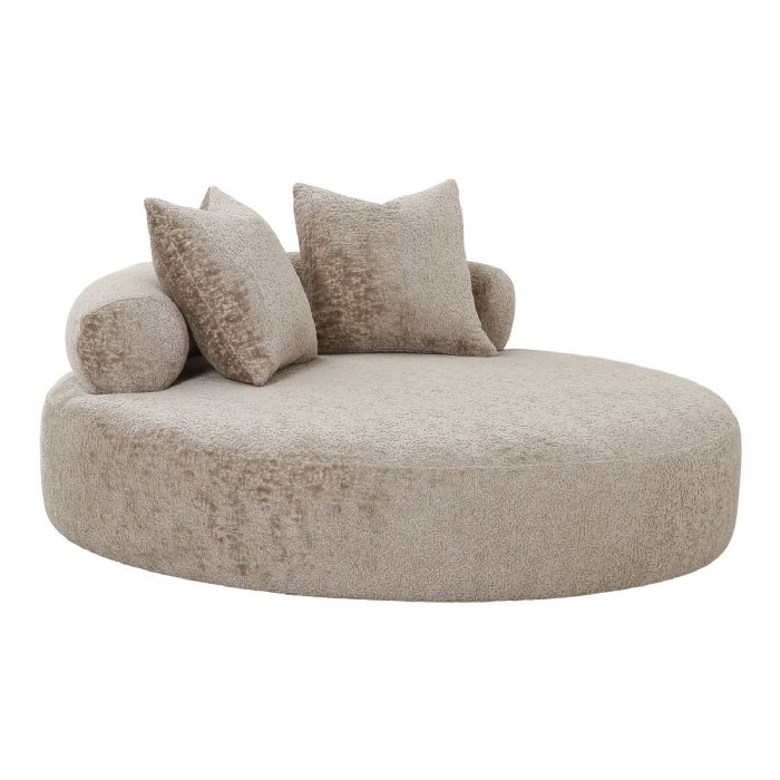 Daybed med 2 puder i chenille, rund, natur, HN1251 fra House Nordic