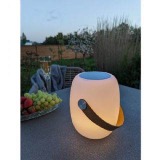 Lampe med læder strop, hvid, bluetooth højtaler, genopladelig fra House Nordic