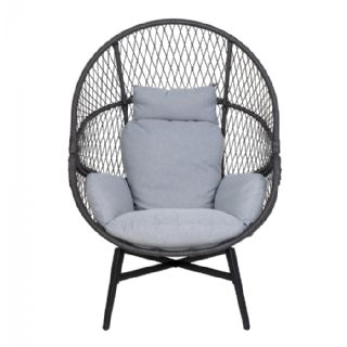 Loungestol, polyrattan, sort, inkl. hynder fra House Nordic