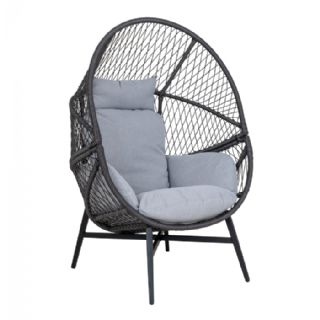 Loungestol, polyrattan, sort, inkl. hynder fra House Nordic