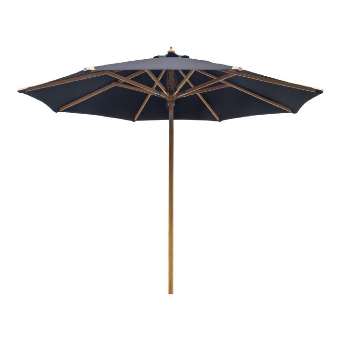 Parasol med tilt, træstok, sort, ø300 cm fra House Nordic