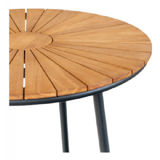 Spisebord, teak bordplade, natur, sorte ben, ø130x74 cm fra House Nordic