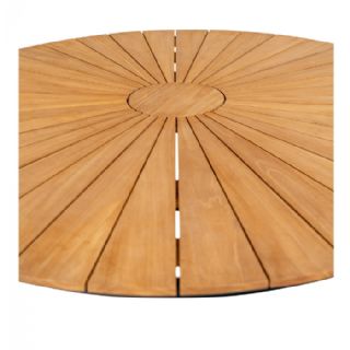 Spisebord, teak bordplade, natur, sorte ben, ø130x74 cm fra House Nordic