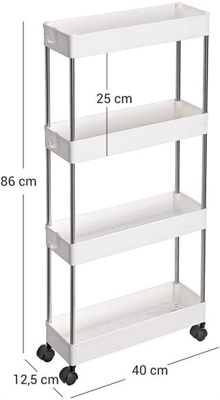 Illustration af køkkenreolens mål